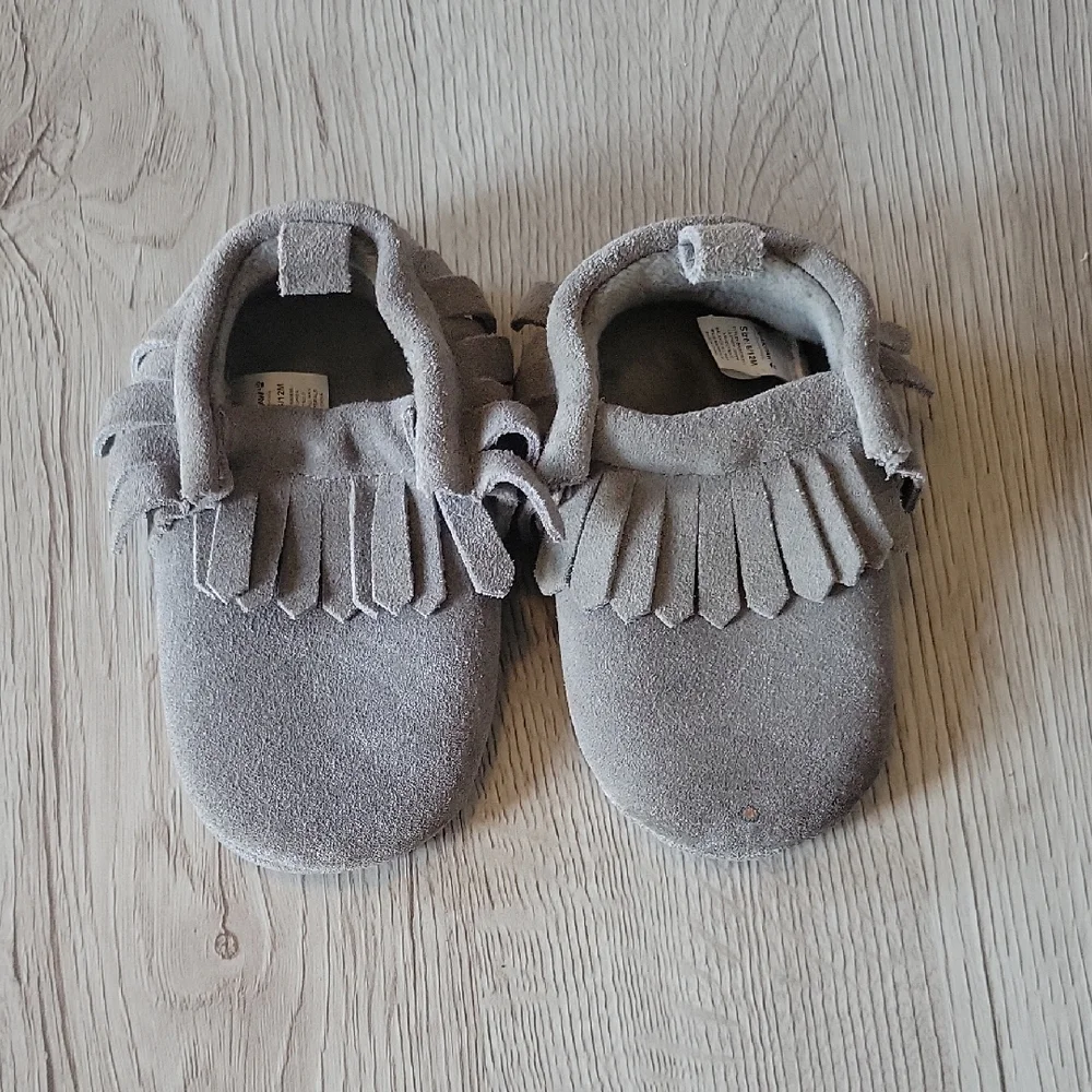 BearPaw Soft Gray Moccasins for Kids